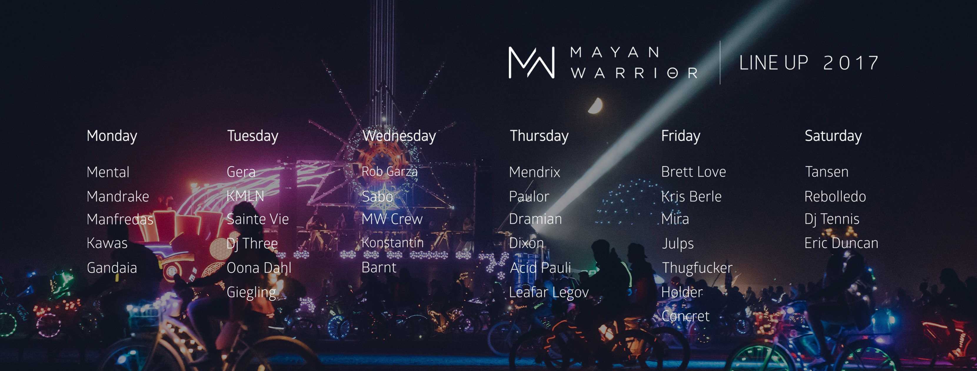 Line Up Mayan Warrior 2017